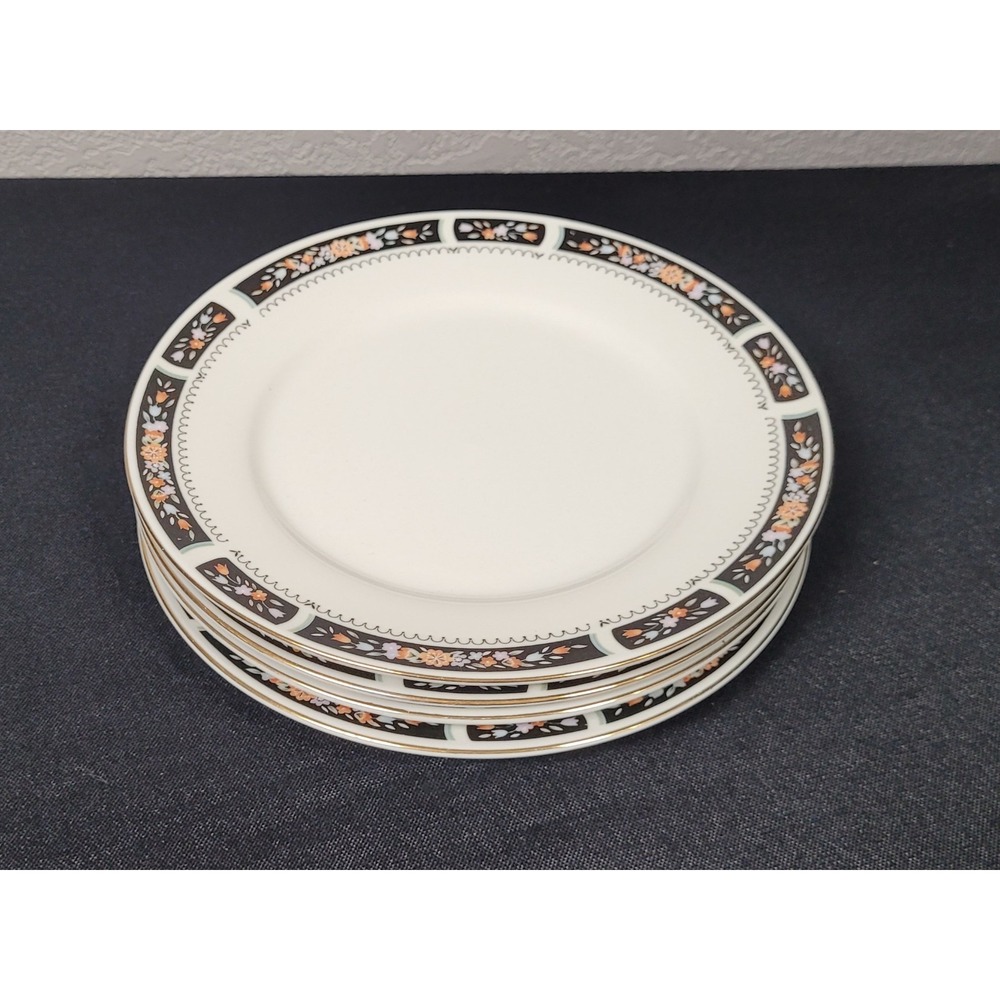 Silverie Fine China (SIV11 Pattern) Salad Plate 7 1/2 in Set of 4 Vtg 1980s